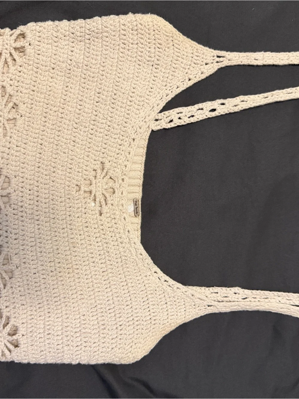 Free People Ribbed Knit Cream Sweater Detail
